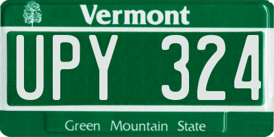 VT license plate UPY324