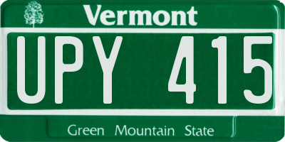 VT license plate UPY415