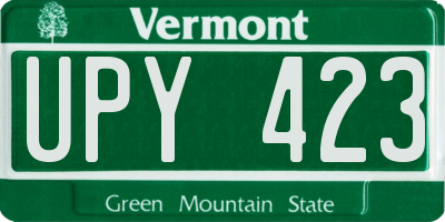 VT license plate UPY423
