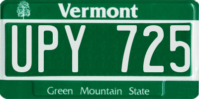 VT license plate UPY725