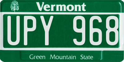 VT license plate UPY968