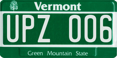 VT license plate UPZ006