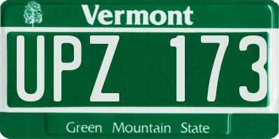 VT license plate UPZ173