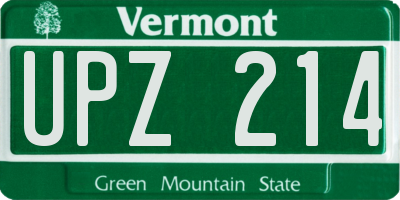 VT license plate UPZ214