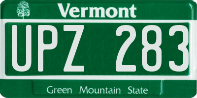 VT license plate UPZ283