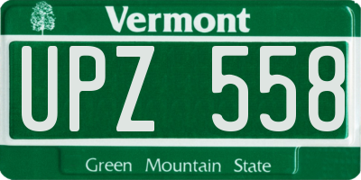 VT license plate UPZ558