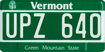 VT license plate UPZ640