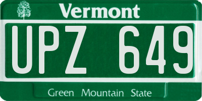 VT license plate UPZ649
