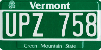 VT license plate UPZ758
