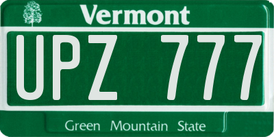 VT license plate UPZ777