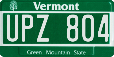 VT license plate UPZ804