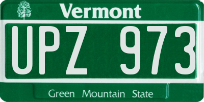 VT license plate UPZ973
