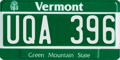VT license plate UQA396