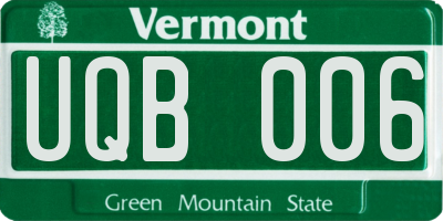 VT license plate UQB006