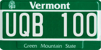 VT license plate UQB100