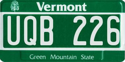 VT license plate UQB226