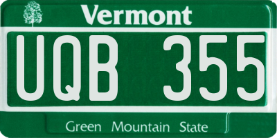 VT license plate UQB355