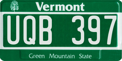VT license plate UQB397