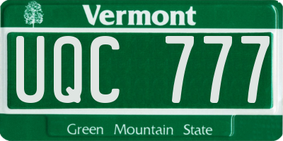 VT license plate UQC777