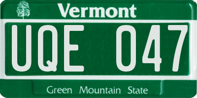 VT license plate UQE047