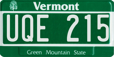 VT license plate UQE215