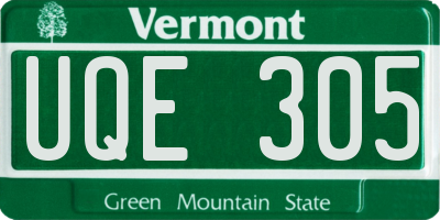 VT license plate UQE305