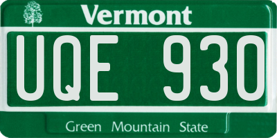 VT license plate UQE930