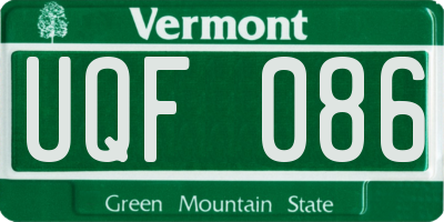 VT license plate UQF086