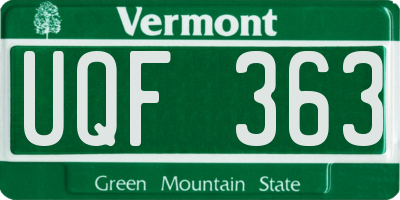 VT license plate UQF363