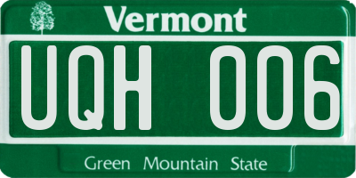 VT license plate UQH006