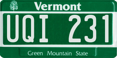 VT license plate UQI231