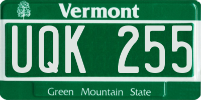 VT license plate UQK255