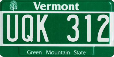VT license plate UQK312