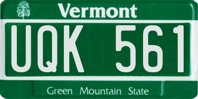 VT license plate UQK561