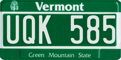 VT license plate UQK585
