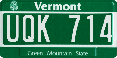 VT license plate UQK714