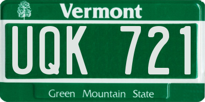 VT license plate UQK721
