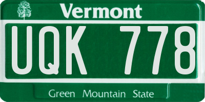 VT license plate UQK778
