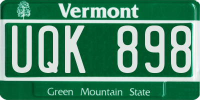 VT license plate UQK898