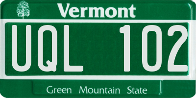 VT license plate UQL102