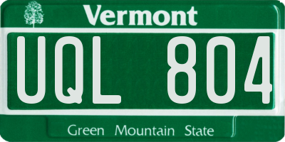 VT license plate UQL804