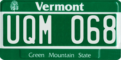 VT license plate UQM068
