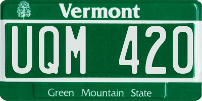 VT license plate UQM420