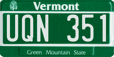 VT license plate UQN351