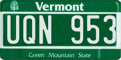 VT license plate UQN953