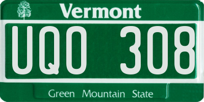 VT license plate UQO308