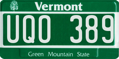 VT license plate UQO389