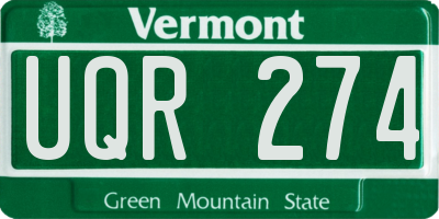 VT license plate UQR274