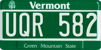 VT license plate UQR582