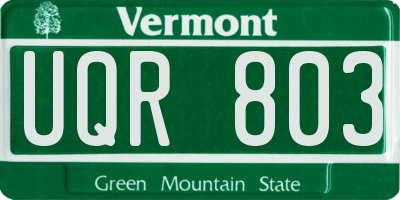 VT license plate UQR803